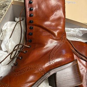 Robert Clergerie Chestnut Leather Ankle Boots